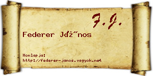 Federer János névjegykártya